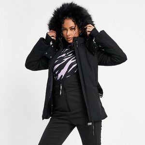 ASOS 4505 Ski Belted Jacket with Faux Fur Hood NWOT
